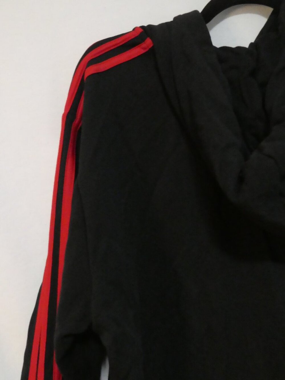 ADIDAS Manchester United Black Red Striped Zip-Up Sweatshirt Hoodie - P2P 23" - Picture 13 of 16
